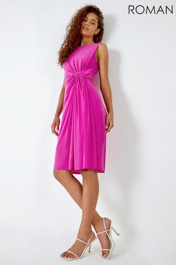 Roman Pink Sleeveless Twist Drape Stretch Dress (520988) | £42