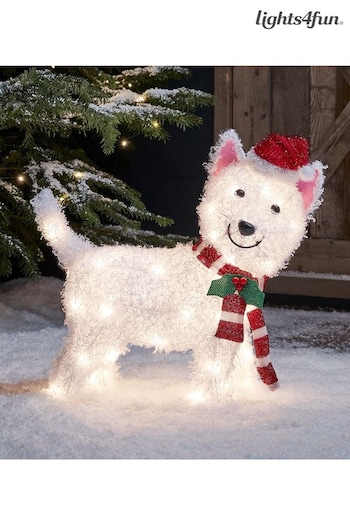 Lights4fun White Westie Outdoor Light Up Christmas Figure (521099) | £80