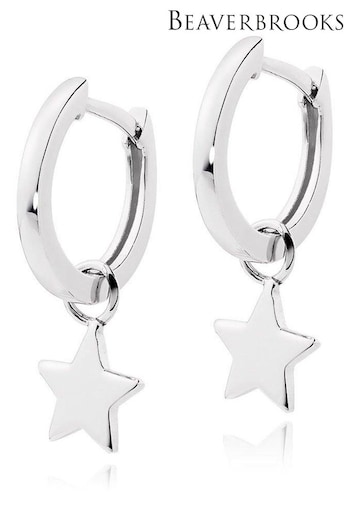 Beaverbrooks Sterling Silver Star Charm Hoop Earrings (521123) | £45