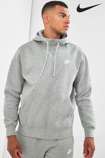 Nike Grey Club Zip Through Hoodie (521204) | £65