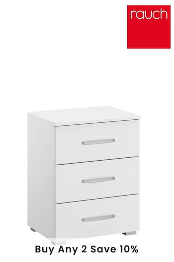 Rauch White Cameron 3 Drawer Bedside Table (521241) | £199