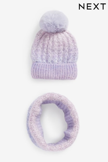 Lilac Purple Fluffy Hat & Snood Set (3-13yrs) (521276) | £14 - £16