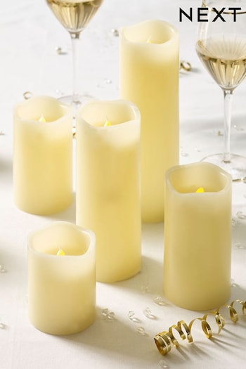 Set of 5 White Real Wax LED Candles (521424) | £24