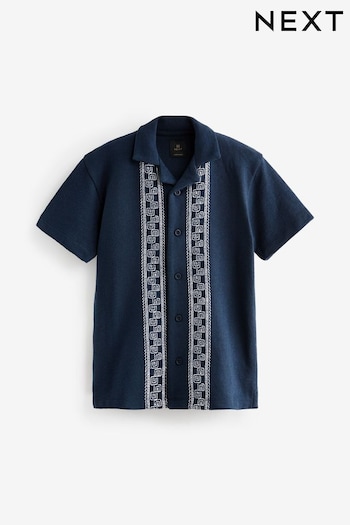 Navy Blue Embroidered Short Sleeve Shirt (3-16yrs) (521462) | £12 - £17