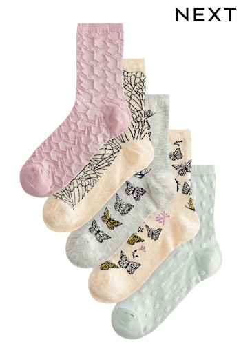 Pastel Butterfly Ankle Socks 5 Pack (521515) | £12