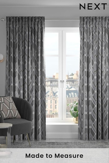 Silver Luxe Deco Geo Made To Measure Curtains (521680) | £44