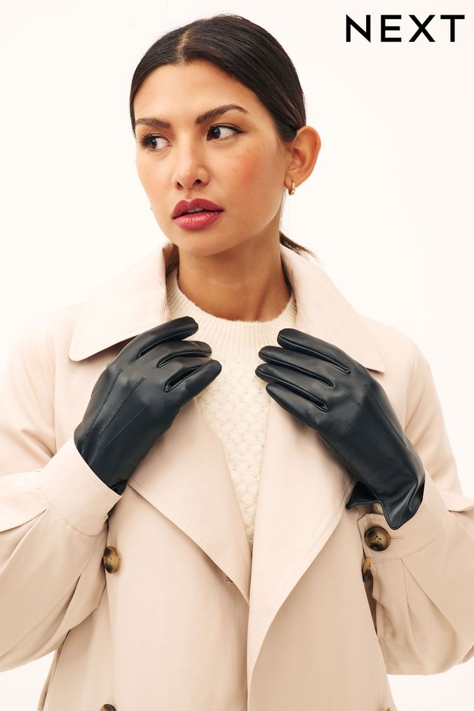 Ladies leather shop look gloves