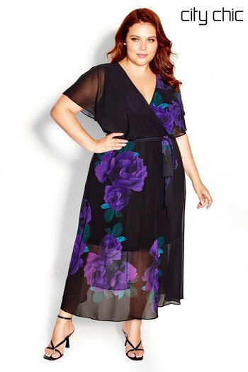 City Chic Purple Rich Romance Dress (521788) | £55