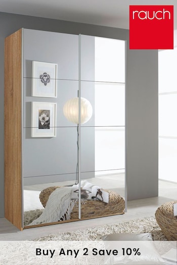 Rauch Mirror Cameron 1.36m Glass Sliding Semi-fitted Wardrobe (521861) | £620