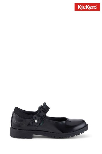 Kickers Junior Girls Lachly Butterfly MJ Patent Black Leather Shoes (522040) | £52