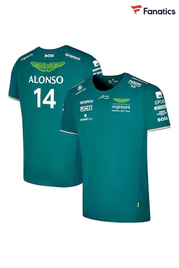 Fanatics Green Aston Martin Aramco Cognizant F1 2023 Official Fernando Alonso Team Driver T-Shirt (522107) | £58