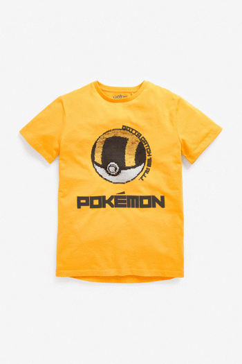 Yellow Pokémon Flippy Sequin License T-Shirt (3-16yrs) (522167) | £13 - £18