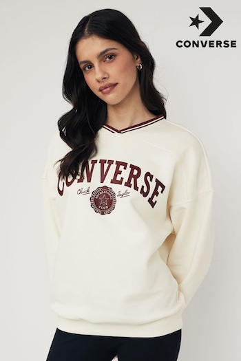 Converse canvas Cream Oversized Retro Chuck V-Neck Sweatshirt (522503) | £60