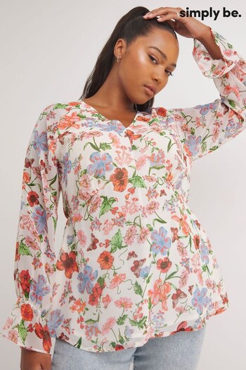 Simply Be Floral Occasion White Top (522506) | £30