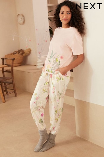 Pink Bunny Cotton Short Sleeve Pyjamas (522529) | £25