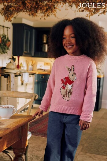 Joules Hattie Pink Character Intarsia Knit Jumper (522848) | £29.95 - £35.95