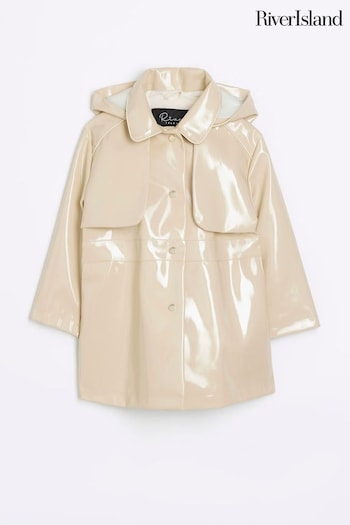 River Island Girls Beige Glam Trench Brown Coat (523142) | £35