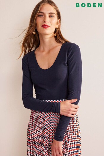 Boden Blue Double Layer Scoop Neck Top (523167) | £35
