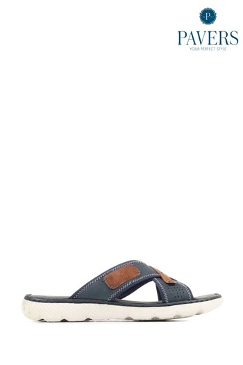 Pavers Blue Leather Slider Sandals (523348) | £40