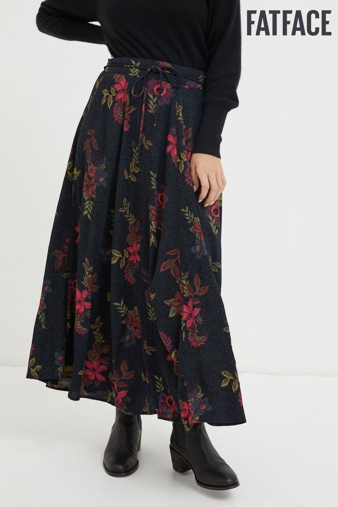Black floral maxi hot sale skirt uk