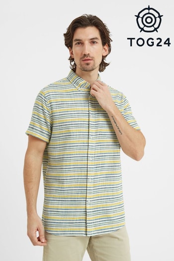 Tog 24 Mens Blue Harold Short Sleeve Stripe Shirt (523846) | £38