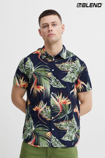 Blend Blue Flower Printed Short Sleeve Shirt (524159) | £30