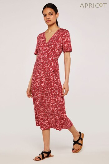 Apricot Red Daisy Dot Wrap Dress (524276) | £30