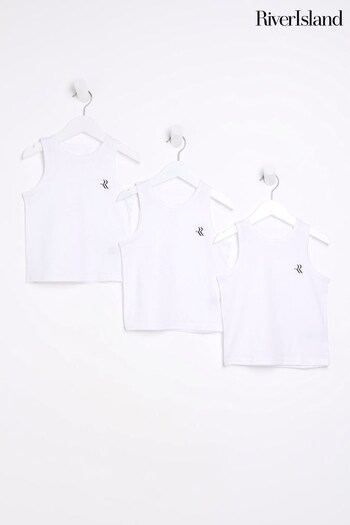 River Island White Boys Vest 3 Pack (524280) | £10