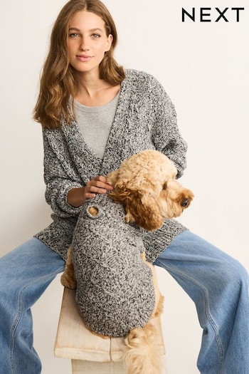 Charcoal Grey Cable Stitch Dog Jumper (524677) | £15 - £23
