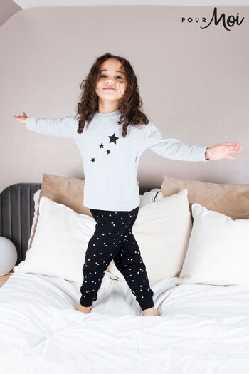 Pour Moi Grey Mini Moi Star Print Jersey Joggers Pyjamas Set (524779) | £16
