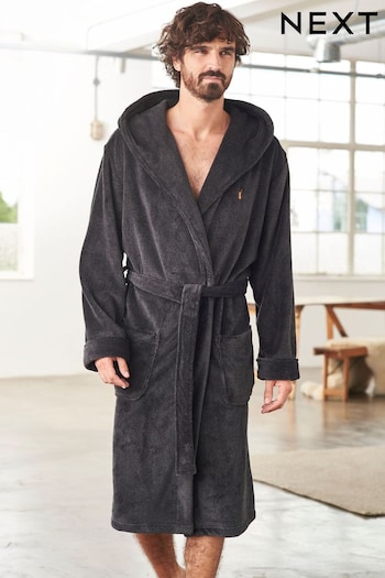 Slate Grey Supersoft Hooded Dressing Gown (524978) | £34
