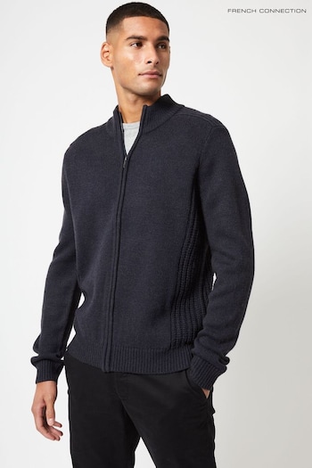 French Connection Navy Blue Zip Through Contrast Stitch Cardigan (524986) | £45