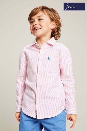 Joules Pink Long Sleeve Stripe Oxford Shirt 2-12 Years (525156) | £20 - £26