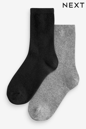 Black Thermal Merino Wool Blend Ankle Socks with Cashmere 2 Pack (525192) | £12