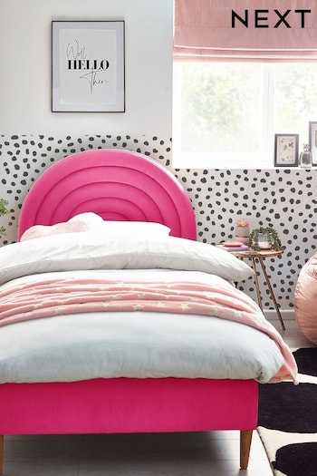 Opulent Velvet Fuchsia Pink Rainbow Kids Upholstered Bed Frame (525215) | £399