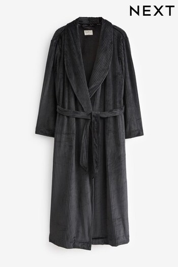 Black Supersoft Ribbed Dressing Gown (525447) | £27