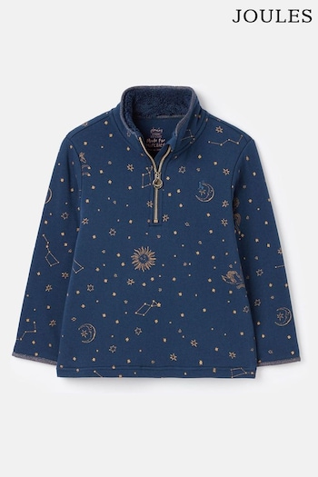 Joules Fairdale Luxe Navy Quarter Zip Printed Sweatshirt with Fleece Lining (525687) | £32.95 - £38.95