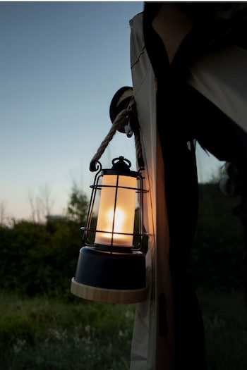 Wildland Black Garden 12W Portable Rechargeable LED Light Lantern with Hemp Handle (526083) | £55