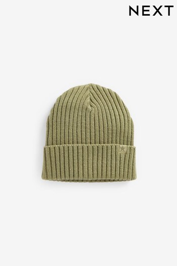 Khaki Green Rib Beanie Hat (1-16yrs) (526086) | £4 - £8