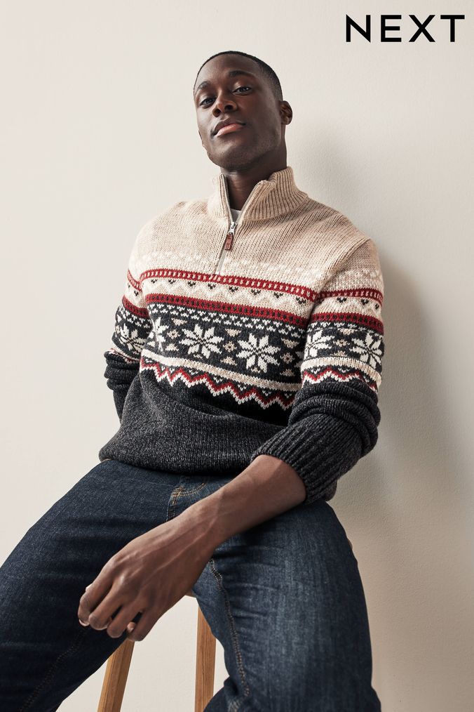 Mens wool shop fair isle sweater