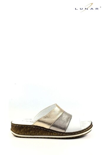 Lunar Natural Appleby Pewter Lea. BLACK Sandals (526433) | £50