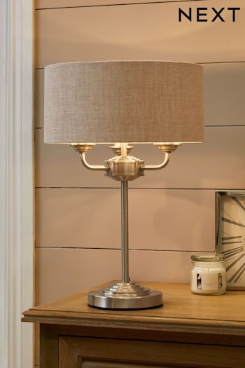 Brushed Chrome Burford 3 Light Table Lamp (526902) | £65