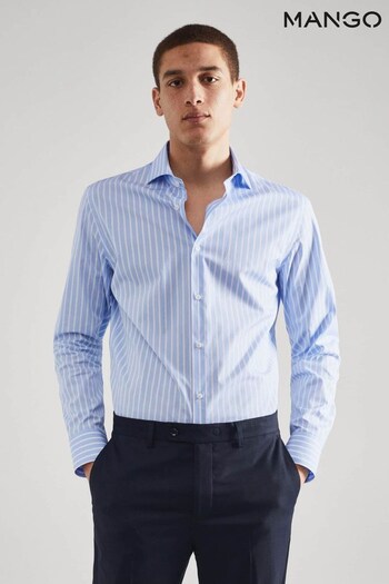 Mango Blue Slim Fit Cotton Suit: Shirt (527180) | £60