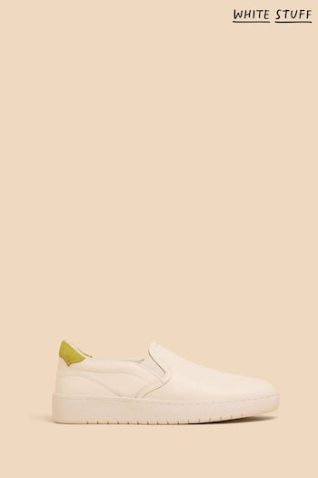 White Stuff Primrose Leather Slip-On White Trainers (527215) | £69