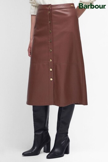 Barbour® Tan Brown Alberta Faux Leather Longline Skirt (527560) | £75