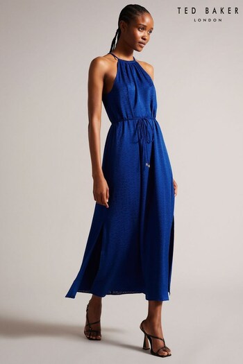 Ted Baker Blue Farelll Halterneck Midi Dress (527937) | £175