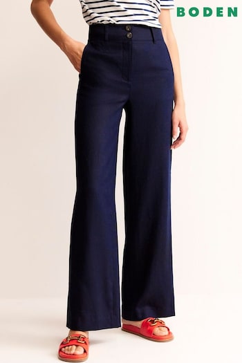 Boden Blue Westbourne Linen Trousers (527970) | £90