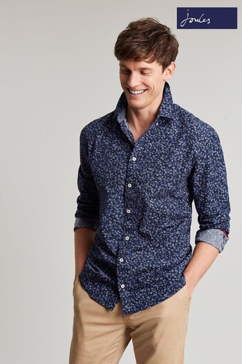 Joules Blue Invitation Long Sleeve Classic Fit Printed Shirt (528149) | £49.95