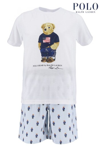 Polo Ralph Lauren River Blue Bear Graphic Pyjama Set (528233) | £65