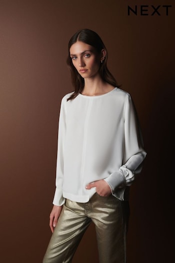 Ecru White Premium Lightweight Long Sleeve Blouse (528306) | £65